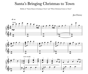 santa's bringing christmas to town piano sheet music jon cheney santa clause is coming to town and when christmas comes to town