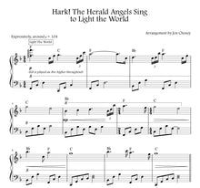 Load image into Gallery viewer, Sheet music preview for Hark the Herald Angels Sing to Light the World piano by Jon Cheney