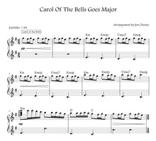 Load image into Gallery viewer, Sheet music preview for Carol of the Bells Goes Major Christmas piano by Jon Cheney