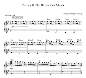 Sheet music preview for Carol of the Bells Goes Major Christmas piano by Jon Cheney