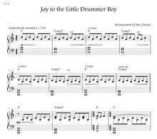 Load image into Gallery viewer, Sheet music preview for Joy to the Little Drummer Boy piano by Jon Cheney